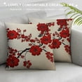 thumbnail image 3 of JEUXUS  Decorative Pillow Covers for Couch Red Branch Oriental Painting Plum Revival Blossom Floral Spring Cherry Beauty Brush China Chinese Decorative Square Pillow Covers for Couch, 3 of 5