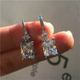 thumbnail image 4 of FENGGHAO Stud Earrings Square Zircon Exquisite Fashion Earrings for Women, 4 of 7