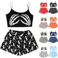 thumbnail image 2 of LRen Halloween Pajamas Women Silk 2 Piece Cami Top+Shorts Set Skeleton Print Sleeveless Sleepwear Loungewear Halloween Gifts, 2 of 6