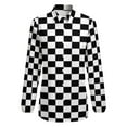 thumbnail image 4 of Black And White Plaid Long Sleeve Blouse Woman Streetwear Casual Shirts Summer Oversize Woman Streetwear Clothing Birthday Present, 4 of 7