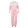 thumbnail image 5 of BLOCLOALO 2 Piece Lounge Set Pullover Crewneck Sweater Women's Outfit Crewneck Pullover Tops and Long Pants Sweatsuits with Sweatpants Long Sleeve Tops Casual Sets Casual Lounge Sets Pink M, 5 of 5
