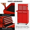 thumbnail image 4 of Pemberly Row Armoire à Outils Roulante à 5 Tiroirs, Coffre de Rangement en Métal pour Outils, Rouge, 4 of 7