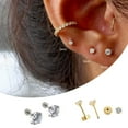 Garenas Flatback Stud Earrings 316 Stainless Steel Four Inset Zircon Garenas Flatback Stud Earrings 316 Stainless Steel Four Inset Zircon