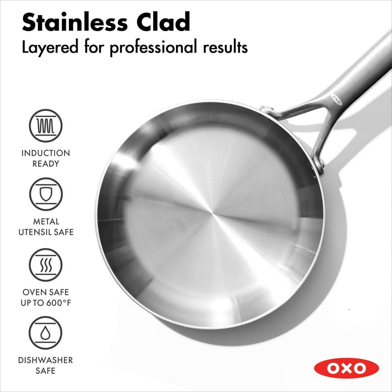 OXO Mira 3-Ply Stainless Steel Cookware Pots and Pans Set, 10