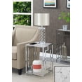 thumbnail image 2 of Pemberly Row Metal End Table with White Faux Marble Top & Clear Glass in Chrome, 2 of 8