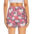 thumbnail image 3 of Picia Rose Flowers Pattern Women's 2 in 1 Athletic Running Shorts High Waisted Workout Casual Gym Sweat Shorts with Comfy Liner Zipper Pockets-Large, 3 of 9