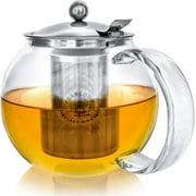 Teabloom Two-in-One Steeping Teapot / Teakettle  40 oz / 1.2 L Capacity (4-5 Cups)  Removable Stainless Steel Infuser  Great For Loose Leaf Tea, Blooming Tea, Tea Bags and Fruit Infused Water