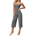 thumbnail image 2 of Zormilly Workout Sets for Women Spaghetti Strap Tank Top Wide Leg Capris Yoga Sets Stretch Soft Sport Sets, S-2XL, 2 of 9