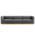 thumbnail image 3 of Modway Sanguine Channel Tufted Performance Velvet 3-Seat Modular Sectional Sofa in Gray, 3 of 10