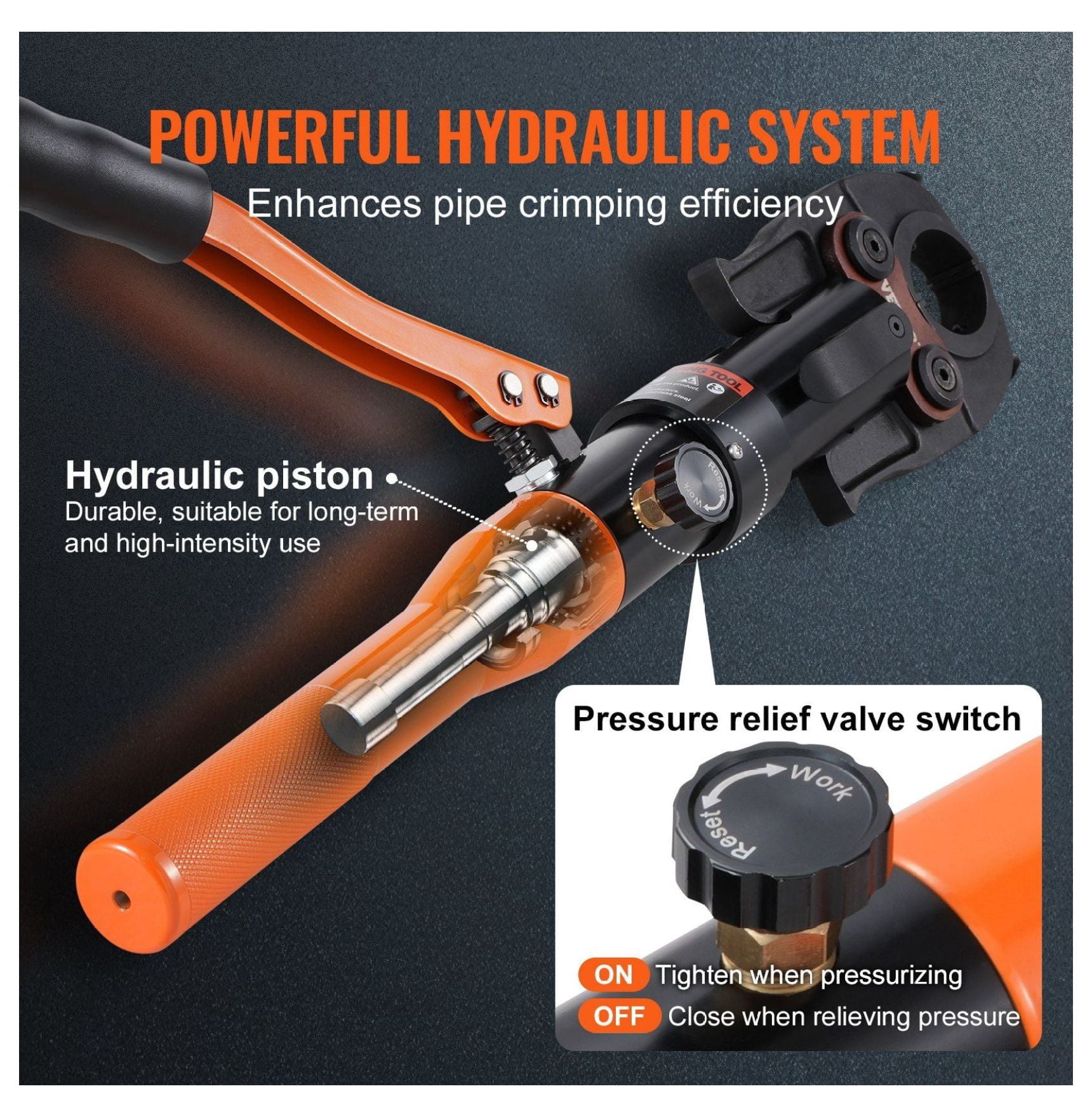 Copper Pipe Crimping Tool, Hydraulic Press Tool 1/2" 3/4" 1" for Copper & 3/8" 1/2" 5/8" F1807 Pex, Copper Ring Crimper, 360° Rotation