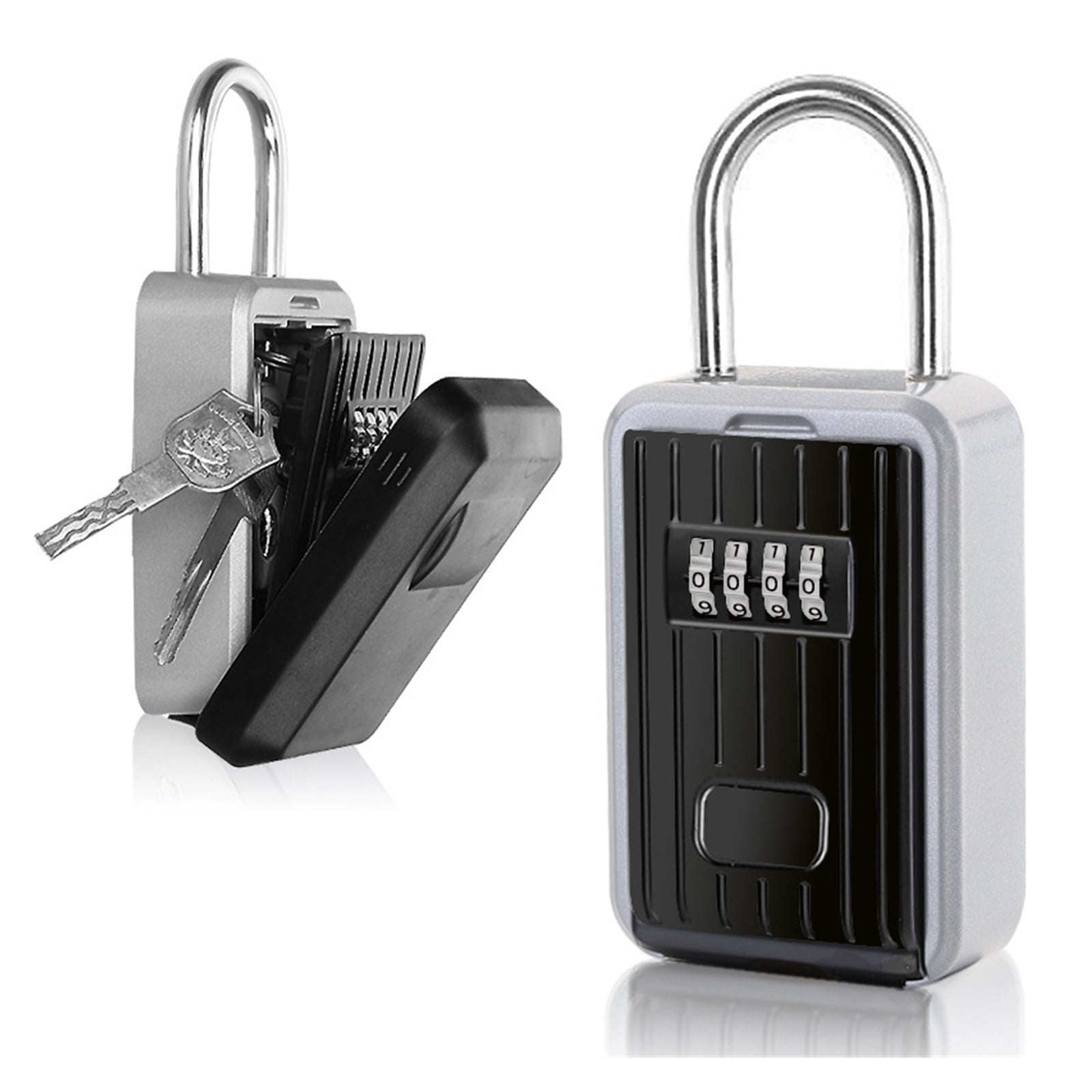 Wall Mount Key Safe Box , Lock 4 Digit Combination Password Security Locks Home Outdoor Key Safe Storage Alloy Door Handle Hook