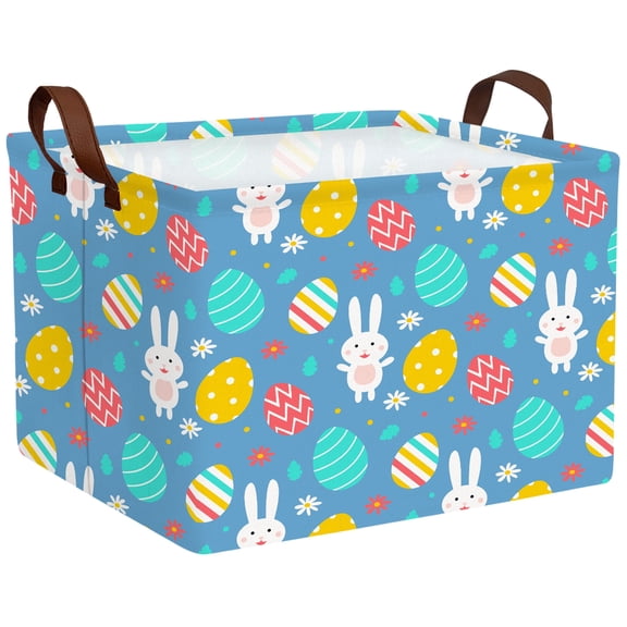 ASKETAM Large Rectangular Easter Basket for Kids, Durable & Cute Gift Storage (Blue-01)