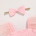 thumbnail image 4 of ZEHJUHAN Baby Girl Tulle Romper Summer Bodysuit with Flutter Sleeves Floral Embroidery Cake Smash Outfit First Birthday Photo Shoot Pink，6-12M, 4 of 7