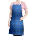 thumbnail image 5 of Blue Black Geometric Pattern Apron-Garden Aprons for Women with Pockets-Cotton Linen Waterproof Kitchen Cooking Gardening Aprons Adjustable for Kitchen,Cooking,BBQ and Salon 33x27 Inch, 5 of 7