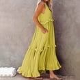 thumbnail image 4 of IROINNID Fit&Flare Dress For Women Sleeveless Round Neckline Summer Casual Halter Bandage Vest Long Dress Strapless Solid Color Dress, 4 of 6