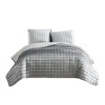 thumbnail image 1 of Benjara BM225241 Coverlet Set with Stitched Square Pattern, Silver - King Size - 3 Piece, 1 of 1
