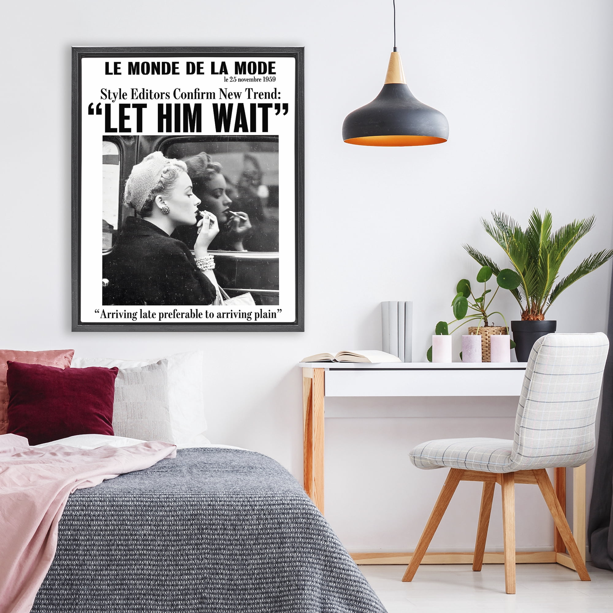 Stupell Industries Let Him Wait Advice Black Framed Floater Canvas Wall Art, design by Annabelle Hall