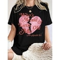 thumbnail image 1 of Camiseta de manga corta con cuello redondo y estampado de corazones para mujer, ideal para adultos, hombres, mujeres, adolescentes y jóvenes., 1 of 5