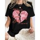 thumbnail image 1 of Women's Heart Pattern Printed Crew Neck Short Sleeve T-Shirt Tee For Adult, Men, Women, Teen, Teenager, Adolescent, Youth, 1 of 5