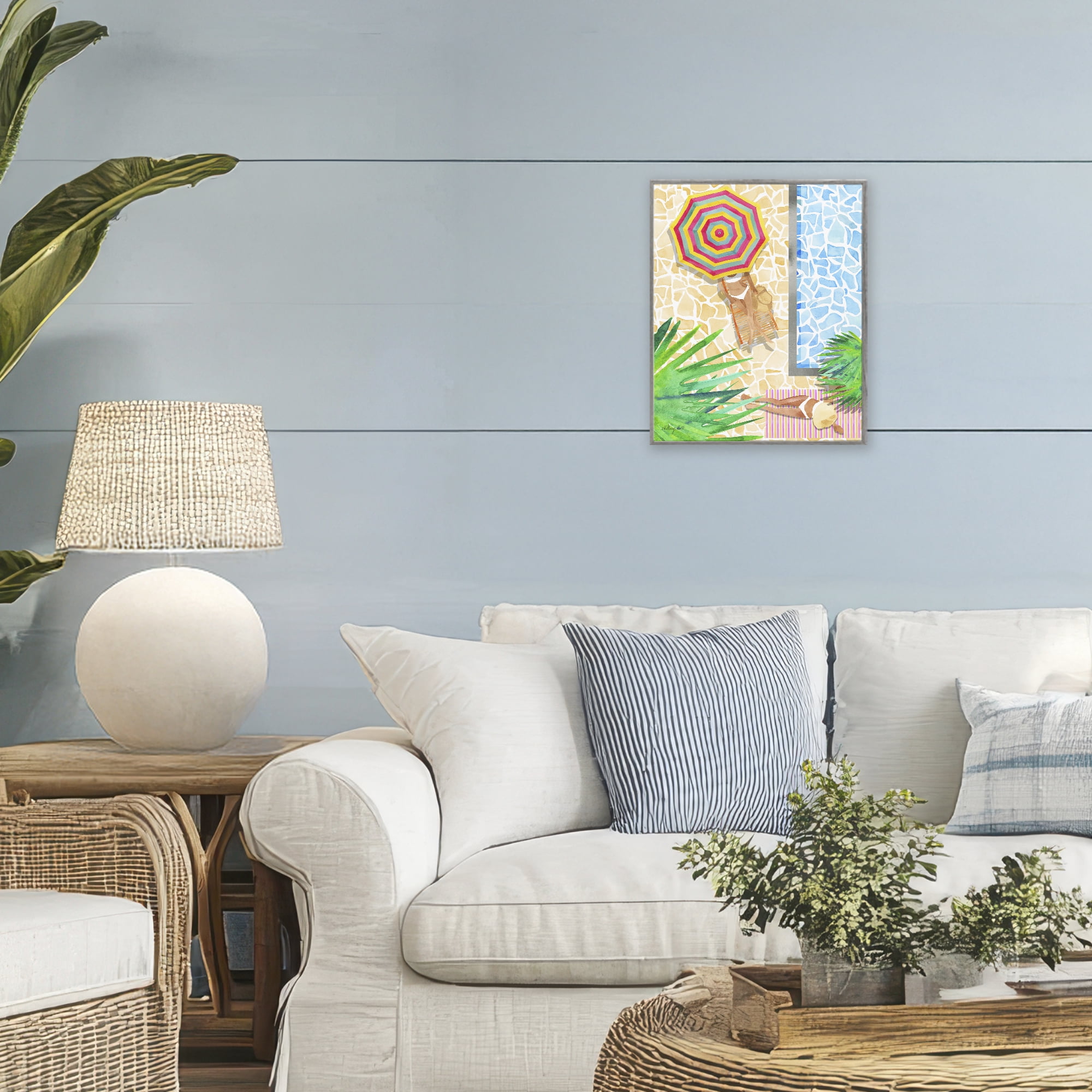 Stupell Industries Poolside Chill Duo Gray Framed Giclee Art, design by Hillary Holt