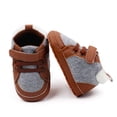 thumbnail image 2 of SUNSIOM Infant Baby Fleece Booties Contrast Color Leather Patchwork Non-Slip Winter Warm Shoes, 2 of 6