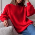 thumbnail image 4 of Busydd Women's Sweaters Fashion Solid Color Long Sleeve Crewneck Sweater Women Knit Ribbed Pullover Sweaters for Women Free Size, 4 of 6