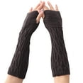 thumbnail image 1 of Winter Arm Sleeves Unisex Elastic Cable Knit Thumb Hole Arm Warmers Arm Covers, 1 of 10