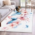 thumbnail image 3 of Butterfly Floral Area&nbsp;Rug 4x6ft Watercolor Pink Blue Flower Butterflies Non-Slip&nbsp;Washable Square&nbsp;Rugs Soft Felt Indoor Floor Mat for Bedroom Kitchen Living Room Bathroom, 3 of 9
