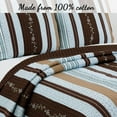 thumbnail image 3 of 100% Cotton Real Patchwork Reversible Quilt Bedding Set 3 Piece King Beige Patchwork Classic Tartan Denim Plaid Grid Farmhouse Rustic Coverlet Bedspread, 3 of 7