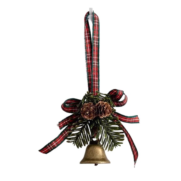 Christmas Tree Mini Hanging Ornament 7 Inch, Christmas Bows with Bells Pinecone Pendant Decor, Festive Xmas Accessory for Indoor Home Party