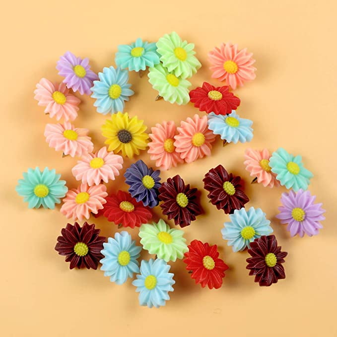 Flower Push Pin 40Pcs Thumbtacks Decorative Daisy For Drawing Paper Flower Push Pin 40Pcs Thumbtacks Decorative Daisy For Drawing Paper