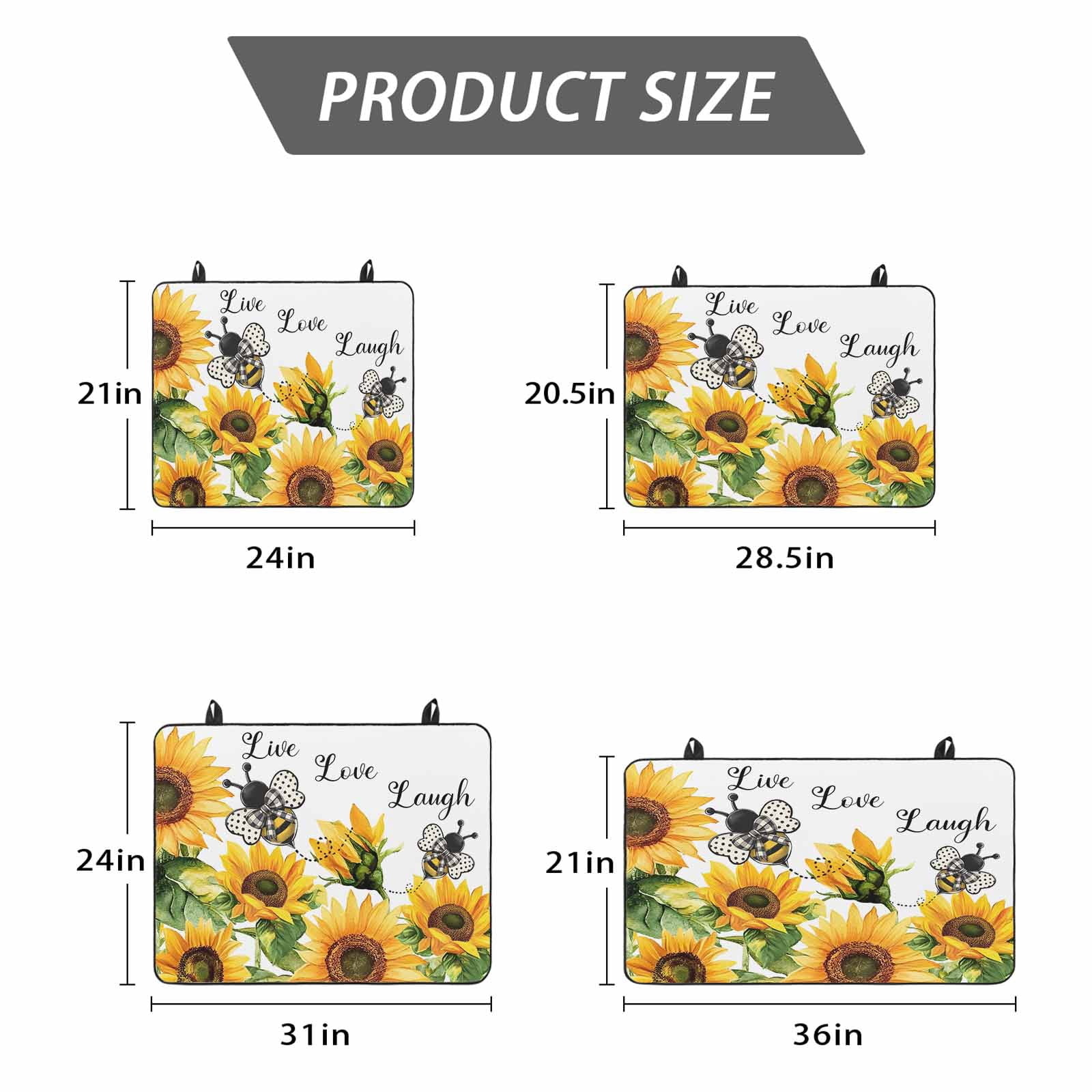 Sunflower Bee Stove Top Cover for Electric Stove, Heat-proof & Non Slip Glass Top Stove Cover Protector, Vintage Yellow Floral Farmhouse Watercolor Kitchen Flat Cooktop Rubber Mat 24x21 Inches