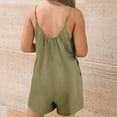 thumbnail image 6 of QATAINLAV Women's Summer Romper 2025 Trendy Backless Sling Sleeveless Jumpsuit Casual Pleated Neck Short Overalls with Pockets Vacation Outfits Army Green XL, 6 of 8
