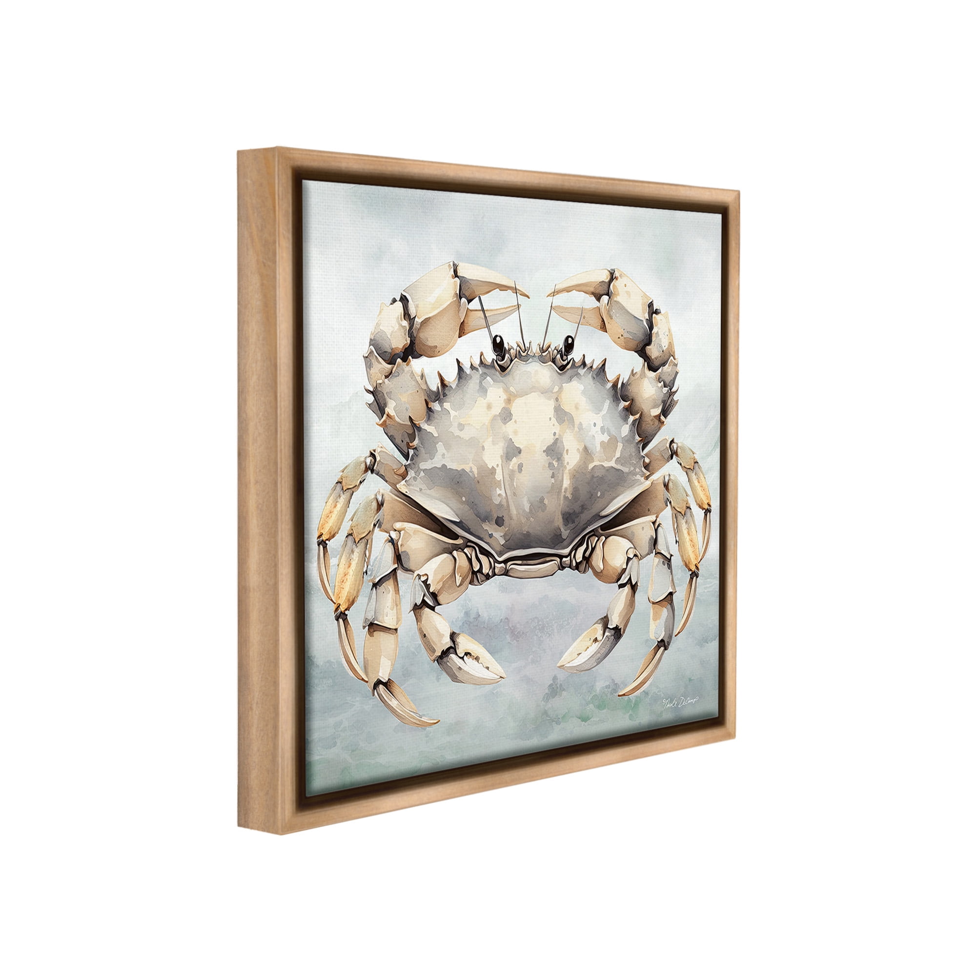 Stupell Industries Detailed Sea Crab Animals & Insects Painting Brown Floater Framed Canvas Art Print Wall Art, 18 x 18