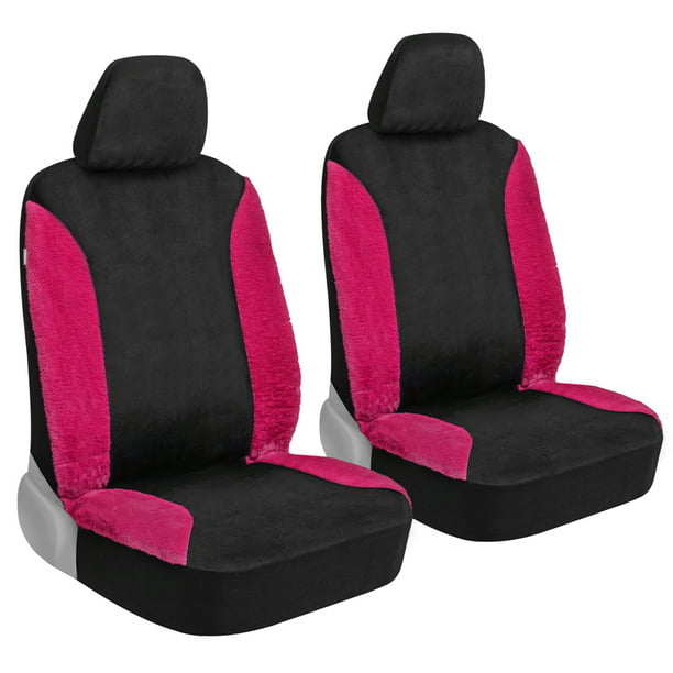 Hot Pink Faux Wool Fur Car Seat Covers, Hot Pink Car Seat Covers