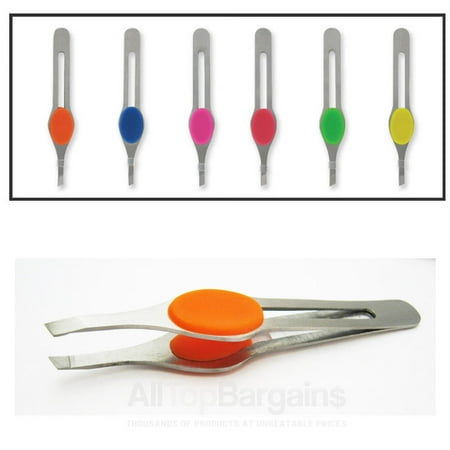 - 1 Stainless Steel Eyebrow Tweezer Slanted Precision Tip Hair Tweezerette 4Inch