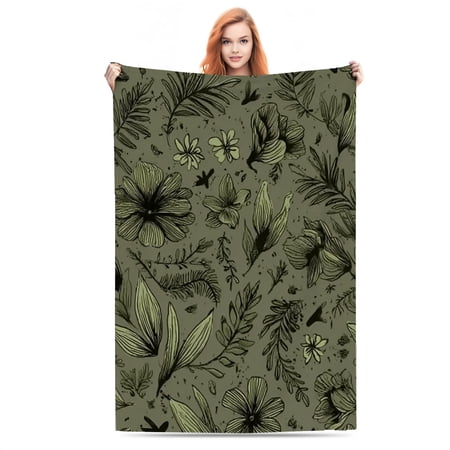 Botanical Doodles Lightweight Flannel Printed Blanket - Ultra Soft & Warm All-Season Cozy Plush for Couch Bed Office Camping Nap - Perfect Decorative Gift