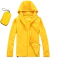thumbnail image 4 of Wutalume Women's Solid Color Hooded Long Sleeve Jacket Lightweight Windbreaker Sun Protection Coat for Outdoor Hiking Running Sports,Yellow S, 4 of 6