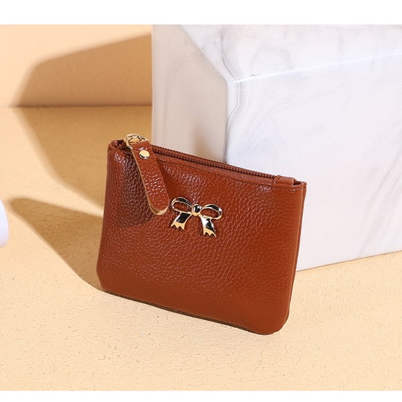 Monedero de mujer con cremallera de lichi, de piel suave, monedero, cartera, marea