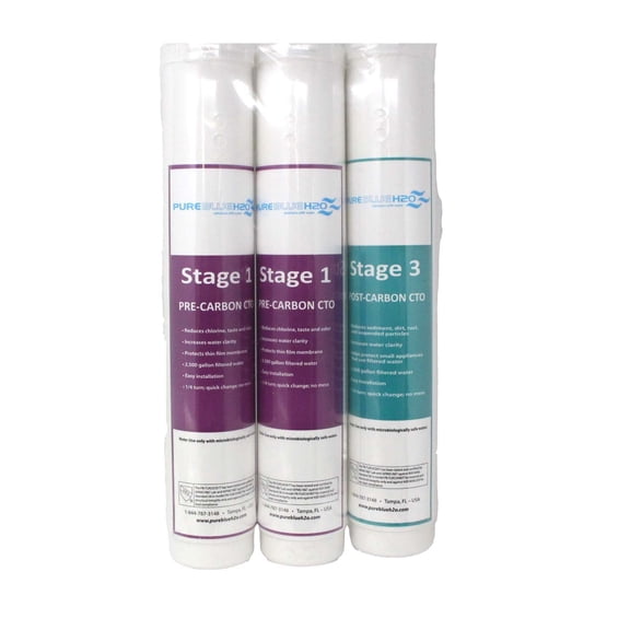 Pure Blue 1-Year Filter Pack for 1:1 Reverse Osmosis Water Filtration System 3-Pack