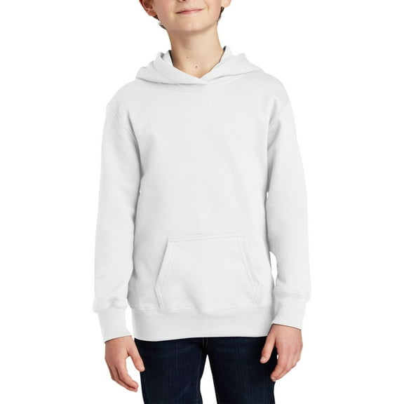 JustBlanks Youth Fleece Pullover Hoodie Soft Cotton Blend Front Pocket Long Sleeves No Drawcord Durable Neck Tape Multiple Colors