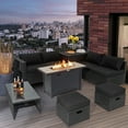 thumbnail image 2 of Topbuy 9 Pieces PE Rattan Wicker Sofa with 42" 60,000 BTU Gas Fire Pit Table Space-Saving Patio Conversation Set with Storage Box Black, 2 of 10