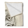 thumbnail image 2 of Owl Soft Flannel Fleece Throw Blanket, Hand-Drawn Sketch of an Owl Head Front View Wildlife Animal Theme, Cozy Plush for Indoor and Outdoor Use, 50" x 70", Dark Brown and Eggshell, by Ambesonne, 2 of 5