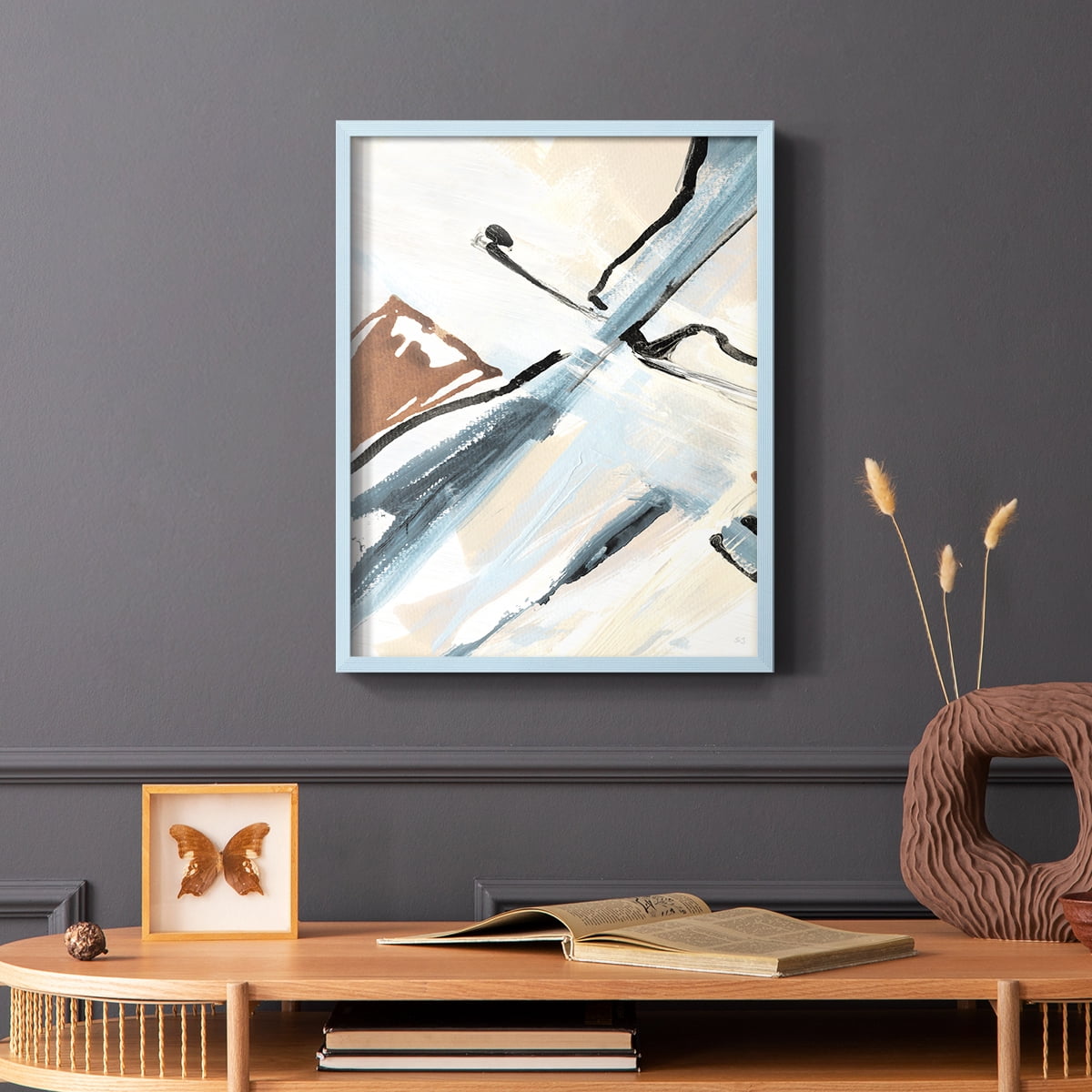 Dancing Wind Revisit I Framed Print in Blue Solid Wood Framed Print No Nail Hanging