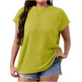 thumbnail image 3 of Horkkom Plus Size Tunic Tops for Women Crew Neck Solid Color Short Sleeve Shirts Summer Casual Loose Tops XXL, 3 of 9
