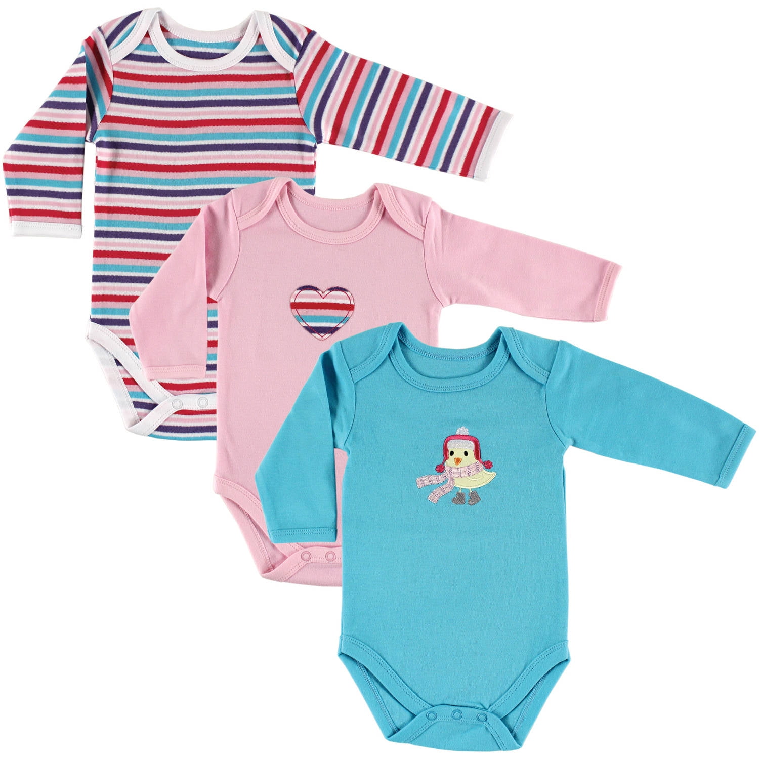 Hudson Baby Hudson Baby Girl Long Sleeve Bodysuit, 3Pack Walmart