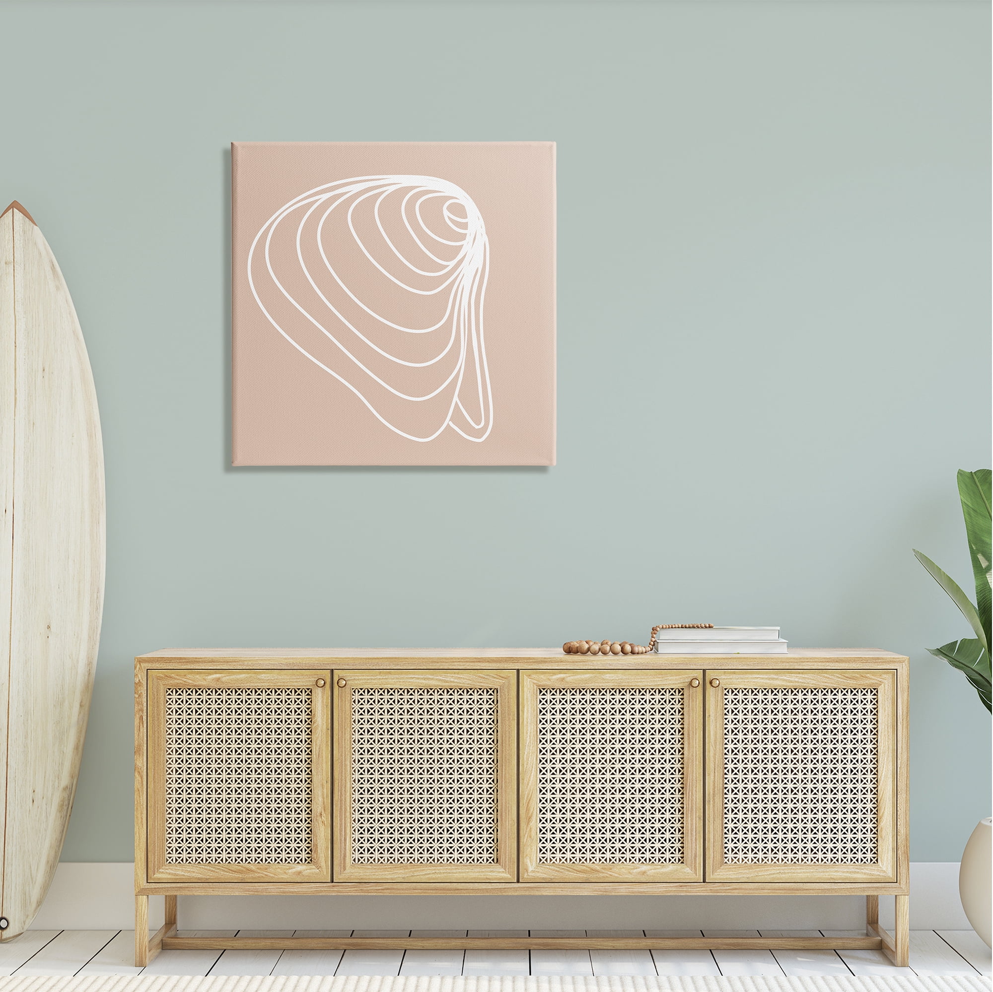 Stupell Industries Clam Shell Seashell Stripes Casual Line Doodle Graphic Art Gallery Wrapped Canvas Print Wall Art, Design by Daphne Polselli