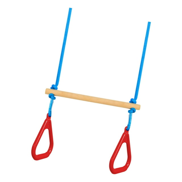 Lipstore Swing Bar with Gymnastic Rings Adjustable for Family Fun Get Togethers Games red blue