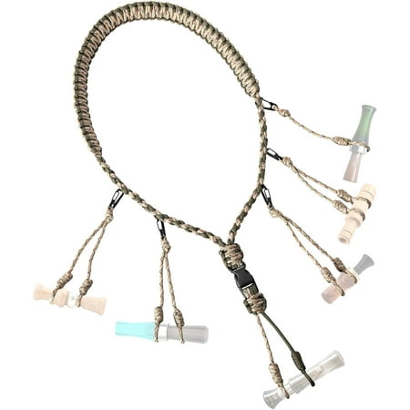 Duck Call Lanyard with Removable Drops Secures 11 Call Premium Real Nylon Game Call Lanyard Hand Braided Camo 550LB Paracord Goose Calls for Predator Ducks