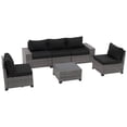 thumbnail image 4 of JOIVI 6 Pieces Patio Furniture Conversation Set, Wicker Outdoor Sectional Sofa Set with Coffee Table and Cushions for Deck, Garden, Porch, Black, 4 of 11
